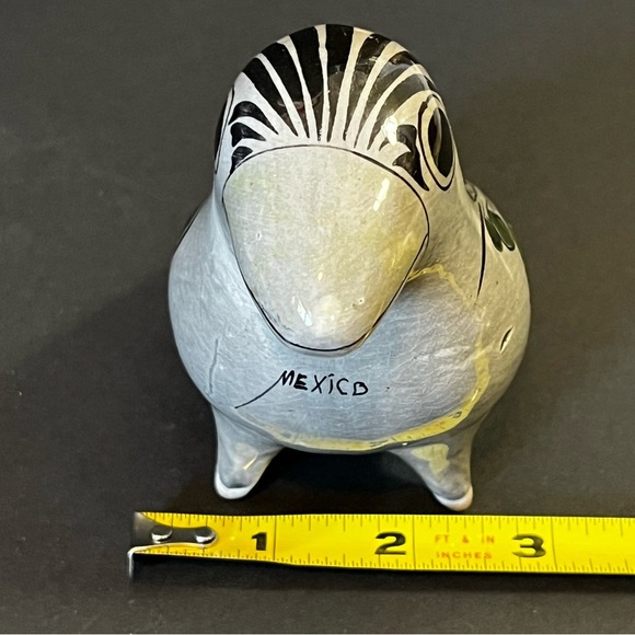 Vintage Hand Painted Tonala Mexican Bird Grey Folk Art Clay Pottery Hand Painted - Picture 10 of 10